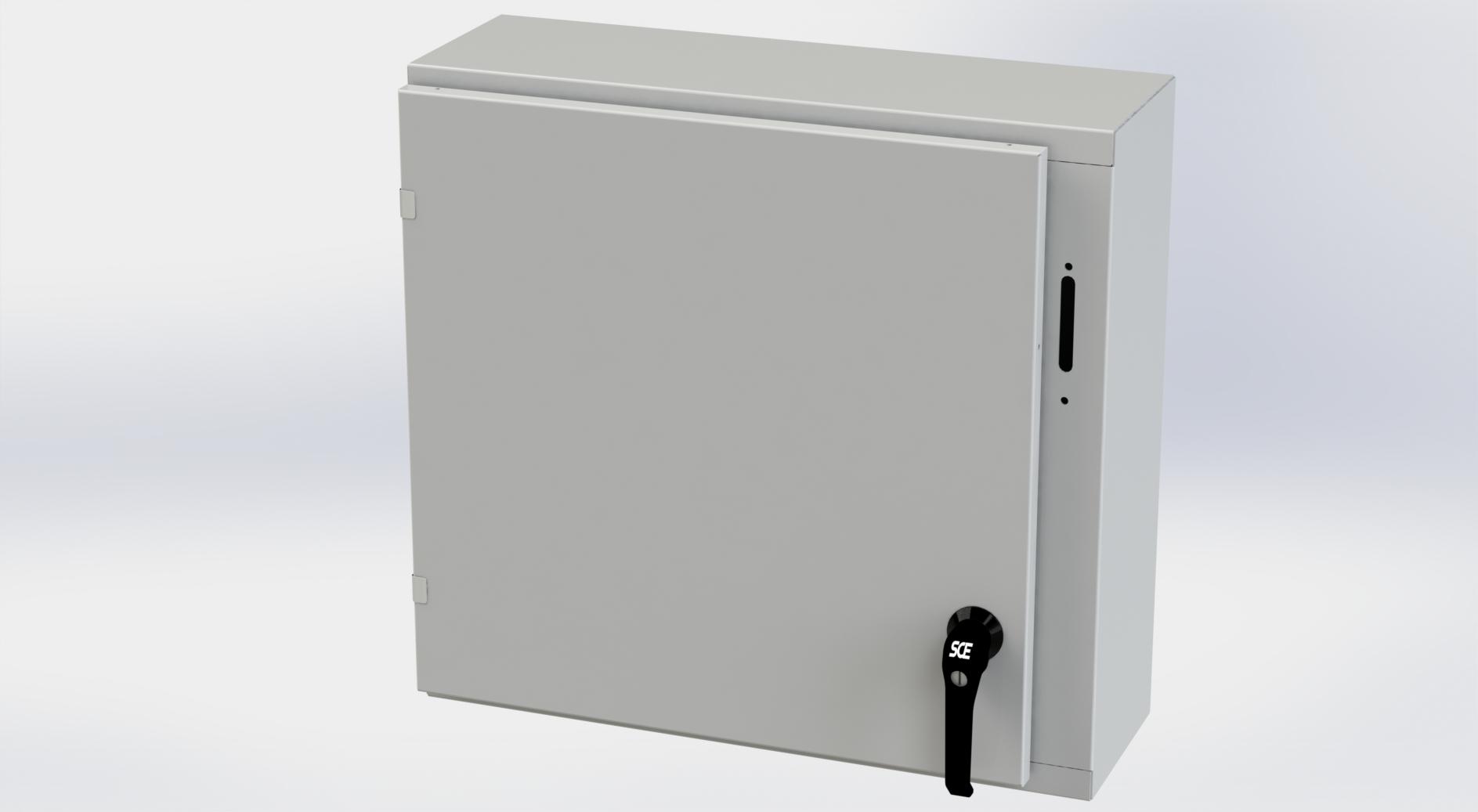 Saginaw Control SCE-24XEL2508LPLG XEL LP Enclosure, Height:24.00", Width:25.38", Depth:8.00", RAL 7035 gray powder coating inside and out. Optional sub-panels are powder coated white.