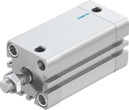 Festo 536275 compact cylinder ADN-32-50-A-P-A Per ISO 21287, with position sensing and external piston rod thread Stroke: 50 mm, Piston diameter: 32 mm, Piston rod thread: M10x1,25, Cushioning: P: Flexible cushioning rings/plates at both ends, Assembly position: Any