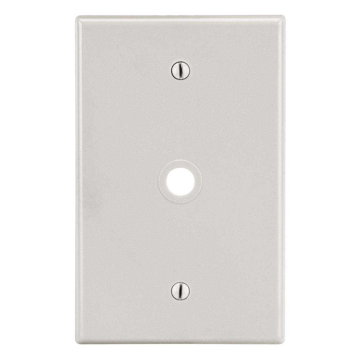 Hubbell PJ11LA Wallplate, Mid-Size 1-Gang, .406" Opening, Box Mount, Light Almond  ; High-impact, self-extinguishing polycarbonate material ; More Rigid ; Sharp lines and less dimpling ; Smooth satin finish ; Blends into wall with an optimum finish ; Smooth Satin Finish