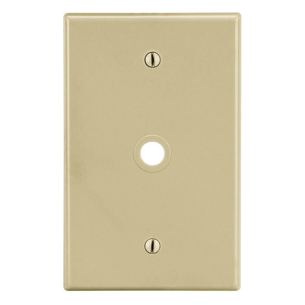 Hubbell PJ11I Wallplate, Mid-Size 1-Gang, .406" Opening, Box Mount,  Ivory  ; High-impact, self-extinguishing polycarbonate material ; More Rigid ; Sharp lines and less dimpling ; Smooth satin finish ; Blends into wall with an optimum finish ; Smooth Satin Finish