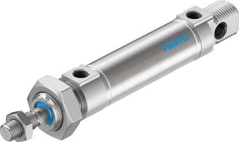 Festo 19245 standards-based cylinder DSNU-25-40-PPV-A Based on DIN ISO 6432, for proximity sensing. Various mounting options, with or without additional mounting components. With adjustable end-position cushioning. Stroke: 40 mm, Piston diameter: 25 mm, Piston rod th