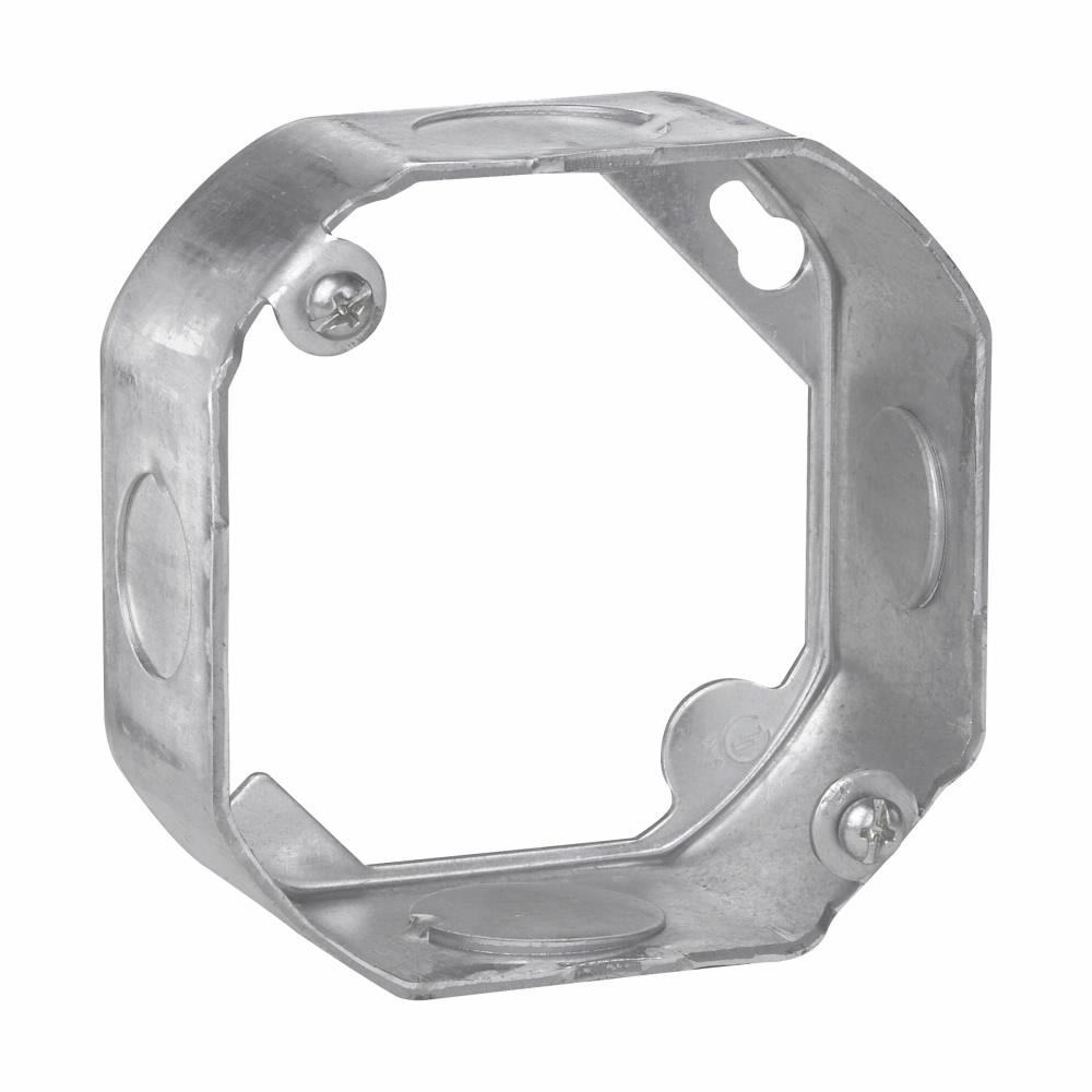 Eaton TP286 Eaton Crouse-Hinds series Octagon Outlet Box, (3) 1/2", (2) 3/4", 4", Conduit (no clamps), 1-1/2", Steel, (2) 1/2", (2) 3/4", Fixture rated, Extension ring, 15.5 cubic inch capacity