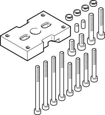 Festo 537184 adapter kit HAPG-SD2-26 For combining HGPT-40 T-slot grippers with DRQD-25/32-...-FW-... semi-rotary drives Assembly position: Any, Corrosion resistance classification CRC: 2 - Moderate corrosion stress, Ambient temperature: 5 - 60 °C, Product weight: 140
