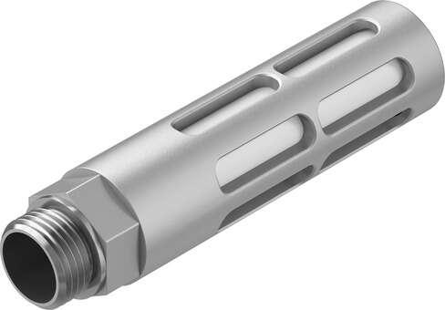 Festo 12741 silencer U-1/2-B-NPT For reducing noise and avoiding contamination at the exhaust ports of pneumatic components. Assembly position: Any, Operating pressure complete temperature range: 0 - 10 bar, Flow rate to atmosphere: 6500 l/min, Operating medium: Comp