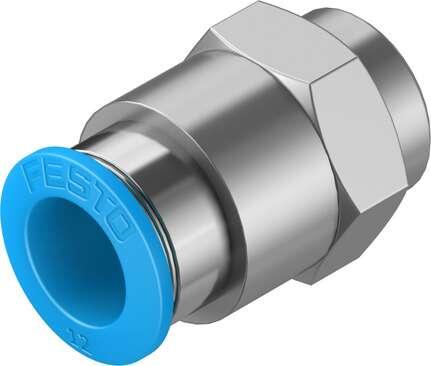 Festo 190651 push-in fitting QSF-1/4-12-B female thread with external hexagon. Size: Standard, Nominal size: 11 mm, Type of seal on screw-in stud: coating, Assembly position: Any, Container size: 10