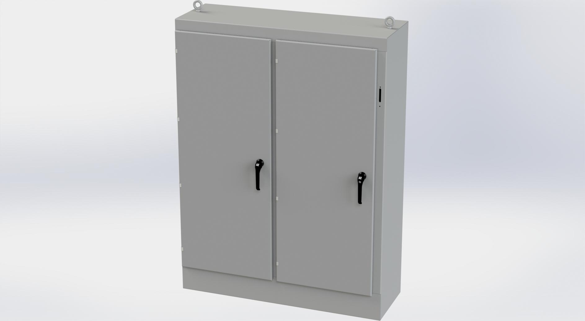 Saginaw Control SCE-72XM5418 2DR XM Enclosure, Height:72.00", Width:53.75", Depth:18.00", ANSI-61 gray powder coating inside and out. Sub-panels are powder coated white.