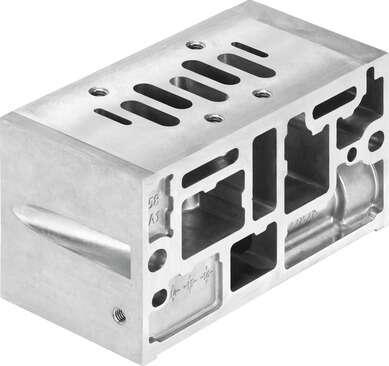 Festo 8029815 manifold sub-base VABV-S1-2SB-N12 Width: 59 mm, Exhaust-air function: Via throttle plate, Based on the standard: ISO 5599-1, Max. number of valve positions: 1, Operating pressure: 0 - 10 bar