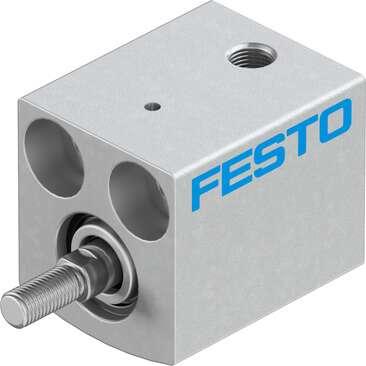 Festo 188062 short-stroke cylinder AEVC-6-5-A-P No facility for sensing, piston-rod end with male thread. Stroke: 5 mm, Piston diameter: 6 mm, Spring return force, retracted: 3 N, Cushioning: P: Flexible cushioning rings/plates at both ends, Assembly position: Any