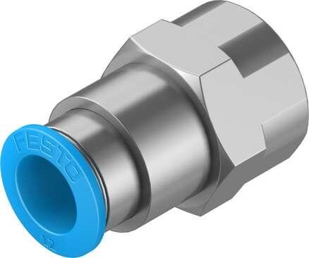 Festo 190653 push-in fitting QSF-1/2-12-B female thread with external hexagon. Size: Standard, Nominal size: 11 mm, Type of seal on screw-in stud: coating, Assembly position: Any, Container size: 1