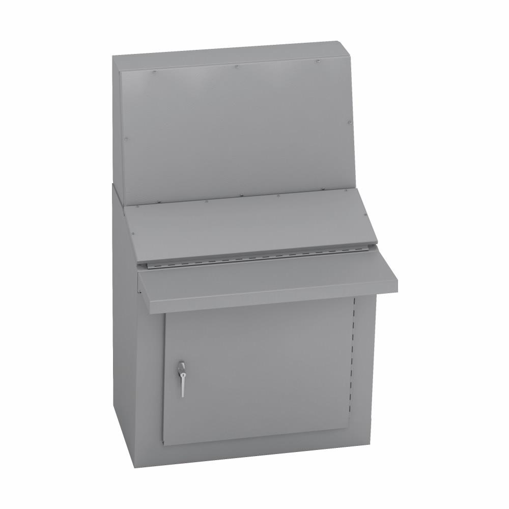 Eaton AC-1224B Eaton B-Line series console enclosures and accessories, 36" height, 24" length, 24" width, NEMA 12, Hinged cover, AC-12 console, Ground mount, Medium single door, No mounting provisions, Carbon steel, Oil-resistant gasket