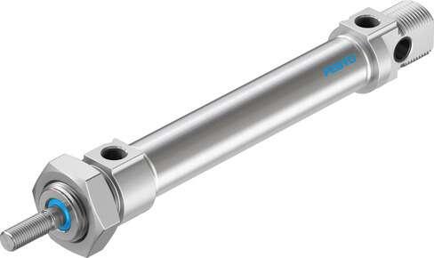 Festo 19238 standards-based cylinder DSNU-20-80-PPV-A Based on DIN ISO 6432, for proximity sensing. Various mounting options, with or without additional mounting components. With adjustable end-position cushioning. Stroke: 80 mm, Piston diameter: 20 mm, Piston rod th