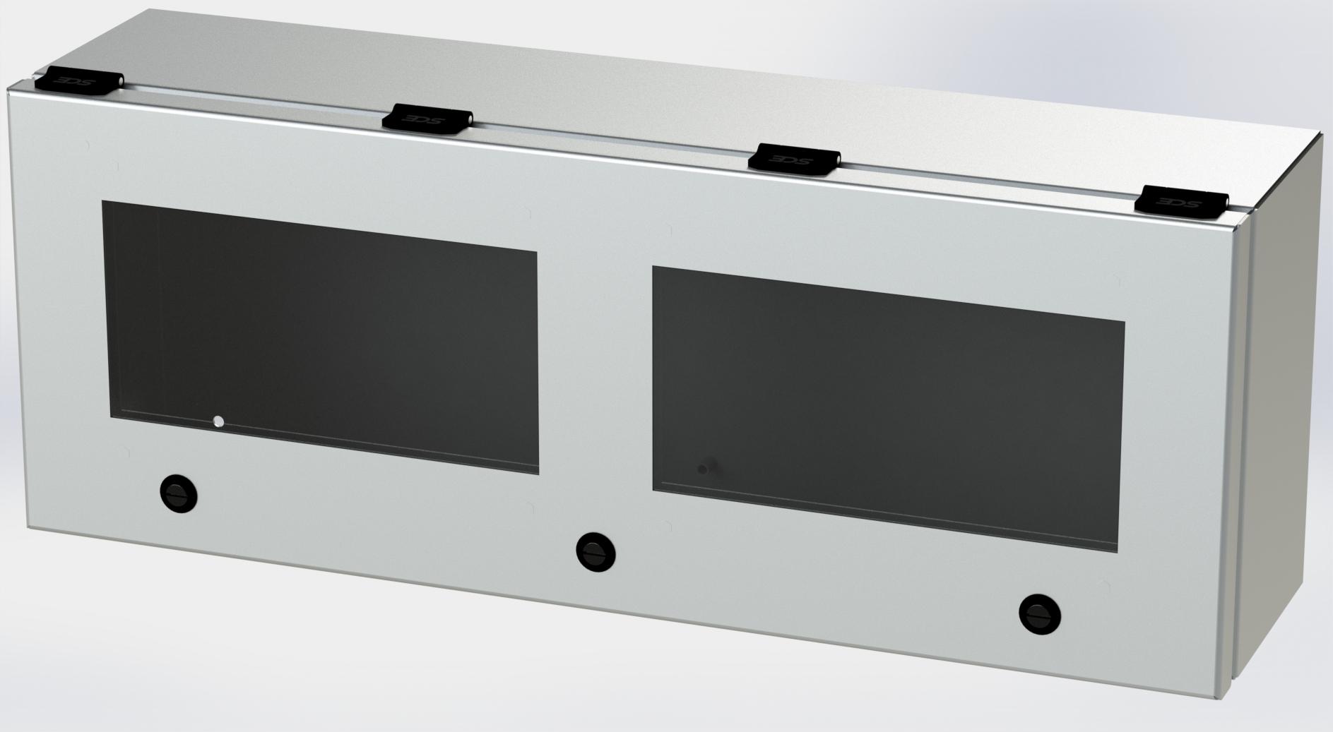 Saginaw Control SCE-L9246ELJWSS S.S. ELJ Trough Window Enclosure, Height:9.00", Width:24.00", Depth:6.00", #4 brushed finish on all exterior surfaces. Optional sub-panels are powder coated white.