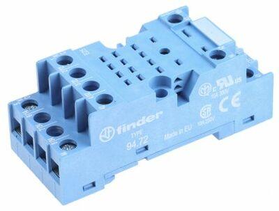 Finder 94.72SMA Plug-in socket with metallic retaining / release clip - Finder - Rated current 10A - Screw-clamp connections - DIN rail / Panel mounting - Blue color - IP20