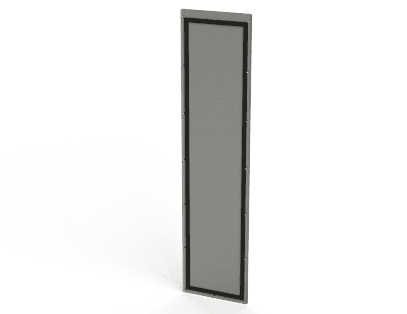 Saginaw Control SCE-MOD72FEP Panel, Mod End, Height:71.50", Width:17.50", Depth:1.00", ANSI-61 gray powder coating inside and out
