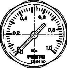 Festo 526324 pressure gauge MA-27-1,0-M5-MPA With display unit in MPa. Indicating range [MPa]: 0 - 1 MPa, Nominal size of pressure gauge: 27, Design structure: Bourdon-tube pressure gauge, Mounting type: Line installation, Operating medium: (* Inert gases, * Neutral f