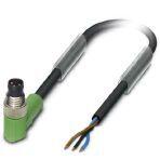 Phoenix Contact 1681693 Sensor/actuator cable, 3-position, PUR halogen-free, black-gray RAL 7021, Plug angled M8, on free cable end, cable length: 1.5 m