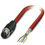 Phoenix Contact 1419172 Bus system cable, Sercos CAT5 (100 Mbps), 4-position, PVC, Red RAL 3020, Plug straight M12 / IP67, coding: D, on free cable end, cable length: 2 m