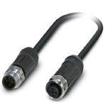 Phoenix Contact 1454105 Sensor/actuator cable, 4-position, PE-X halogen-free, black-gray RAL 7021, Plug straight M12, coding: A, on Socket straight M12, coding: A, cable length: 2 m, for outdoor applications, with high-grade steel knurl