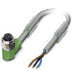 Phoenix Contact 1456718 Sensor/actuator cable, 3-position, PUR halogen-free, resistant to welding sparks, highly flexible, gray RAL 7001, free cable end, on Socket angled M12, coding: A, cable length: 3 m, for robots and drag chains