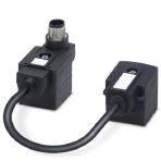 Phoenix Contact 1458114 Double valve connector adapter, npn, 4-position, PUR/PVC, black RAL 9005, Plug straight M12 SPEEDCON, coding: A, on Valve connector A, with 1 LED, connected with Z diode and Valve connector A, with 1 LED, connected with Z diode, valve connector spacing: 0