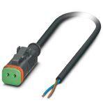 Phoenix Contact 1410726 Sensor/actuator cable, 2-position, PUR halogen-free, black-gray RAL 7021, free cable end, on Socket straight DEUTSCH DT06-2S Clip locking, cable length: 5 m