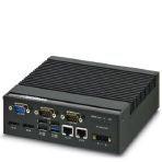 Phoenix Contact 2701712 IP20-rated fanless industrial box PC (BPC) with energy-efficient Intel® Quad-Core Intel® Celeron® N2930 processor. Mass storage options include CFast, HDD and SSD formats.