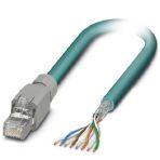 Phoenix Contact 1412655 Assembled Ethernet cable, shielded, 4-pair, AWG 26 flexible cable conduit capable (19-wire), RAL 5021 (sea blue), RJ45 connector/IP20 to free cable end, line, length 5 m