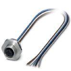 Phoenix Contact 1408416 Sensor/actuator flush-type socket, 4-pos., M12, A-coded, front/screw mounting with M20x1.5 thread, with 0.5 m TPE litz wire, 4 x 0.34 mm², stainless steel design