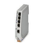 Phoenix Contact 1085254 Narrow Ethernet switch, five RJ45 ports with 10/100/1000 Mbps on all ports, automatic data transmission speed detection, autocrossing function, and QoS