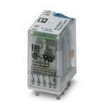 Phoenix Contact 2903670 Plug-in industrial relay with power contacts and additional hard gold plating, 4 changeover contacts, test button, status LED, freewheeling diode, mechanical switching position indicator, polarity: A1+, A2-, coil voltage: 24 V DC