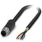 Phoenix Contact 1454147 Sensor/actuator cable, 4-position, PE-X/PE-X halogen-free, black-gray RAL 7021, shielded, Plug straight M12, coding: A, on free cable end, cable length: 10 m, for outdoor applications, with high-grade steel knurl