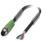 Phoenix Contact 1522299 Sensor/actuator cable, 6-position, PUR halogen-free, black-gray RAL 7021, shielded, Plug straight M8, on free cable end, cable length: 1.5 m