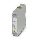 Phoenix Contact 2905142 Networkable hybrid motor starter for starting 3~ AC motors up to 500 V AC, output current: 3 A, emergency stop function, adjustable overload shutdown, and Push-in connection, DIN rail connector provided.
