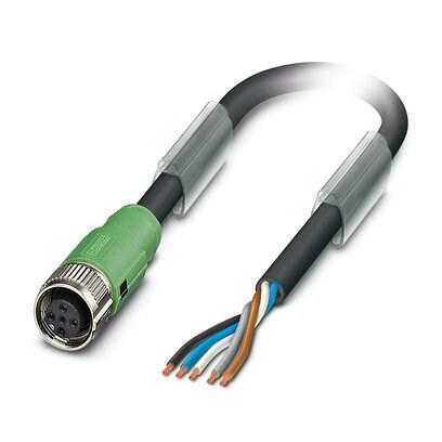 Phoenix Contact 1400528 Sensor/actuator cable, 5-position, PUR, black-gray RAL 7021, free cable end, on Socket straight M12 SPEEDCON, coding: A, cable length: 3 m