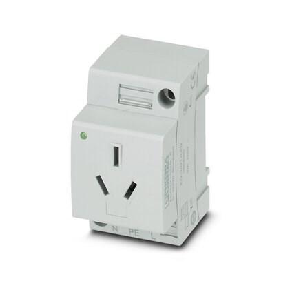 Phoenix Contact 0804089 Socket,  Pin connector pattern type I,  Screw connection,  for China/Australia and other countries, LED display,  gray,  for mounting on a DIN rail in the service interface or direct mounting,  250 VÂ AC,  10 A,  -20 Â°C,  60 Â°C,  GBÂ 2099.1 and GBÂ 1002