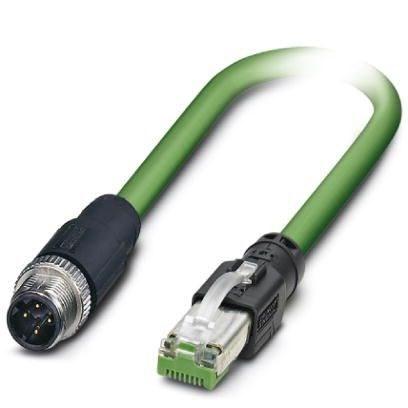 Phoenix Contact 1038733 Network cable, PROFINET CAT5 (100 Mbps), EtherCATÂ® CAT5 (100 Mbps), 4-position, shielded (Advanced Shielding Technology), Plug straight M12 / IP67, coding: D, on Plug straight RJ45 / IP20, cable length: 1 m