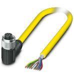 Phoenix Contact 1418061 Sensor/actuator cable, 8-position, PVC, yellow, shielded, free cable end, on Socket angled M12, coding: A, cable length: 15 m