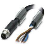 Phoenix Contact 1408814 Power cable, 4-position, PUR halogen-free, black-gray RAL 7021, Plug straight M12, coding: T, on free cable end, cable length: 5 m, For direct current up to 12 A/63 V