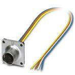 Phoenix Contact 1441639 Sensor/actuator flush-type socket, 4-pos., M12, D-coded, front/square flange mounting, with 0.5 m TPE litz wire, 4 x 0.34 mm²