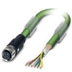 Phoenix Contact 1538018 Bus system cable, INTERBUS (16 Mbps), 5-position, PUR halogen-free, may green RAL 6017, shielded, free cable end, on Socket straight M12 SPEEDCON, coding: B, cable length: Free input (0.2 ... 40.0 m)