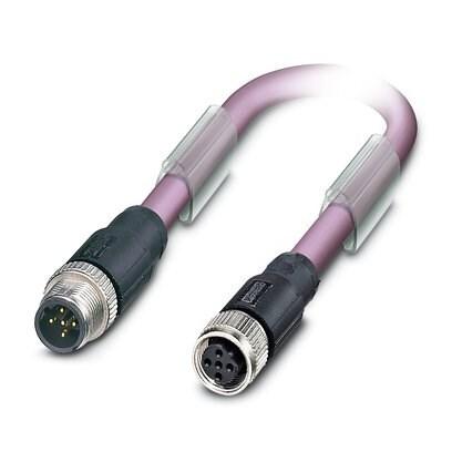Phoenix Contact 1530252 Bus system cable, PROFIBUS, 2-position, PUR halogen-free, red lilac RAL 4001, shielded, Plug straight M12, coding: B, on Socket straight M12, coding: B, cable length: 25 m