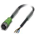 Phoenix Contact 1668085 Sensor/actuator cable, 3-position, PUR halogen-free, black-gray RAL 7021, free cable end, on Socket straight M12, coding: A, PIN 2+4 bridged, cable length: 3 m