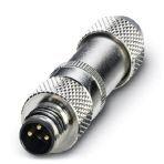 Phoenix Contact 1506901 Connector, Universal, 3-position, shielded, Plug straight M8, Coding: A, Solder connection, knurl material: Nickel-plated brass, external cable diameter 3.5 mm ... 5 mm