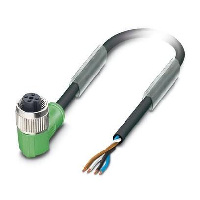 Phoenix Contact 1514003 Sensor/actuator cable, 4-position, PUR halogen-free, gray RAL 7001, free cable end, on Socket angled M12, coding: A, cable length: 10 m