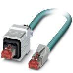 Phoenix Contact 1407990 Assembled Ethernet cable, shielded, 4-pair, AWG 26 stranded (7-wire), RAL 5021 (sea blue), RJ45 connector/IP67 push/pull metal housing to RJ45 connector/IP20, line, length 5 m