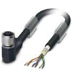 Phoenix Contact 1428623 Bus system cable, VARAN (100 Mbps), 6-position, SANTOPRENE halogen-free/TPE halogen-free, black RAL 9005, shielded, free cable end, on Socket angled M12 SPEEDCON, coding: A, cable length: 5 m