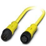 Phoenix Contact 1432048 Sensor/actuator cable, 4-position, TPE halogen-free, welding sputter-resistant, highly flexible, yellow, Plug straight M12, coding: A, on Socket straight M12, coding: A, cable length: 1 m