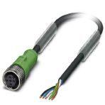 Phoenix Contact 1669822 Sensor/actuator cable, 5-position, PUR halogen-free, black-gray RAL 7021, free cable end, on Socket straight M12, coding: A, cable length: 1.5 m