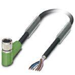 Phoenix Contact 1522451 Sensor/actuator cable, 6-position, PUR halogen-free, black-gray RAL 7021, shielded, free cable end, on Socket angled M8, cable length: 3 m