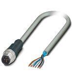 Phoenix Contact 1095950 Sensor/actuator cable, 5-position, PVC, gray, shielded, Plug straight M12, coding: A, on free cable end, cable length: 5 m, Foil shielding plus drain wire